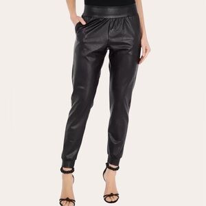 Commando Women's Black Faux Leather Jogger Pants LARGE